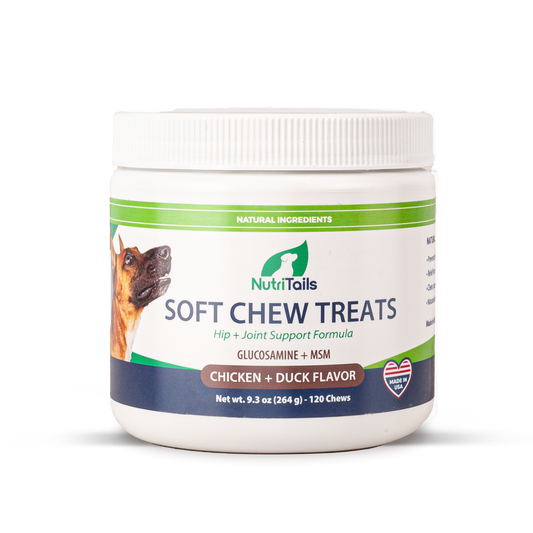 NutriTails Natural Hip & Joint Soft Chew Dog Treats w/glucosamine, 120 ct, Made in USA