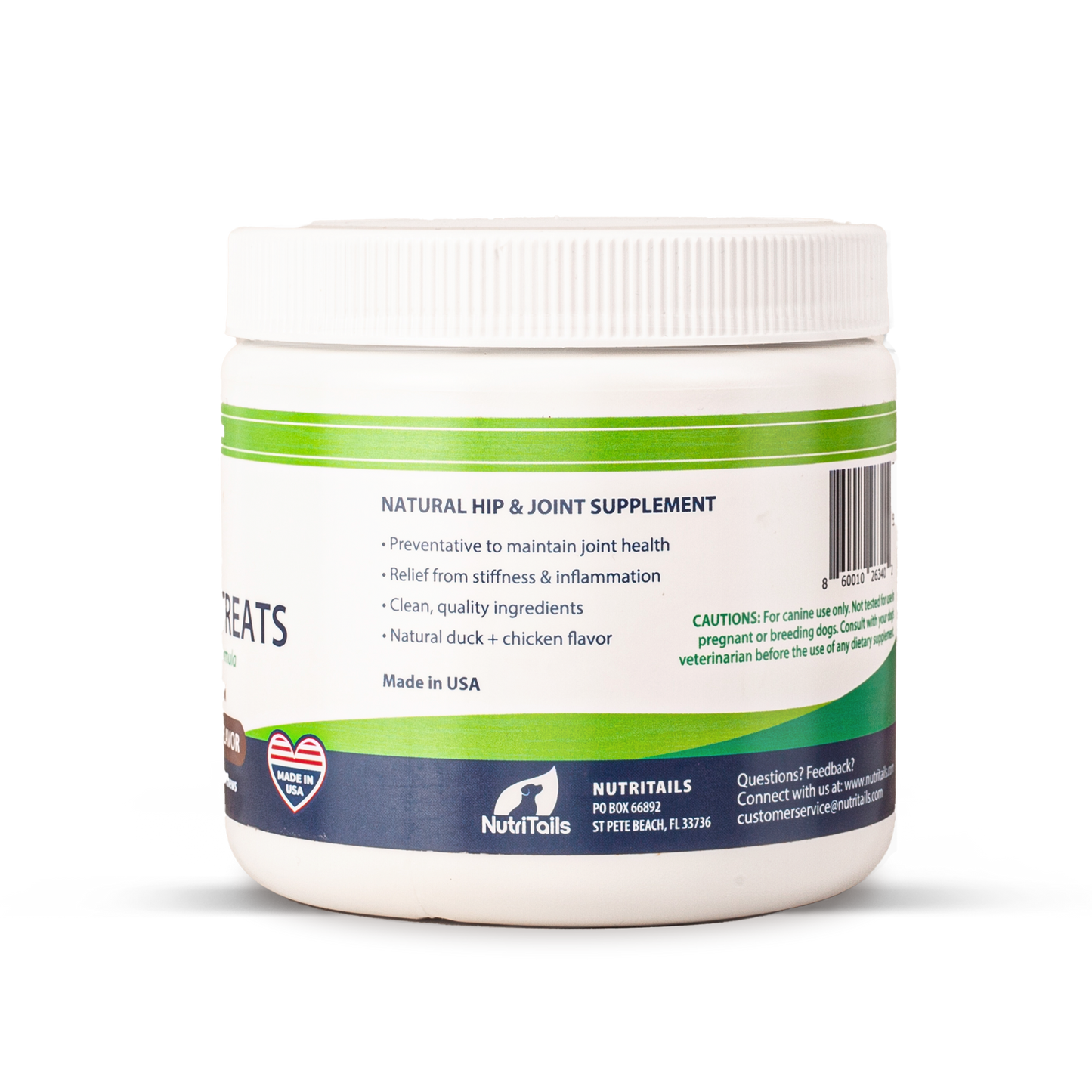 NutriTails Natural Hip & Joint Soft Chew Dog Treats w/glucosamine, 120 ct, Made in USA