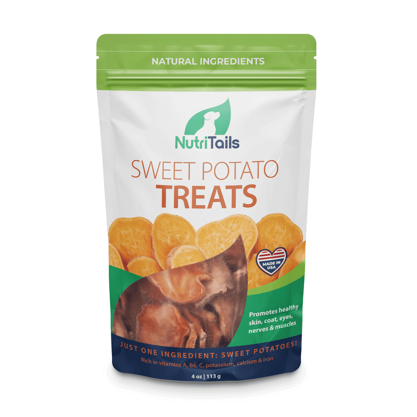 NutriTails Natural Sweet Potato Dog Treats, Single Ingredient, Made in USA