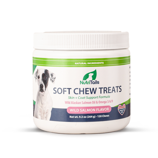 NutriTails Natural Skin & Coat Soft Chew Dog Treats w/flax & salmon oils, 120 ct, Made in USA
